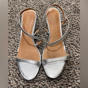 Joie Silver Women's Madi Slingback Mid- Heel Sandals